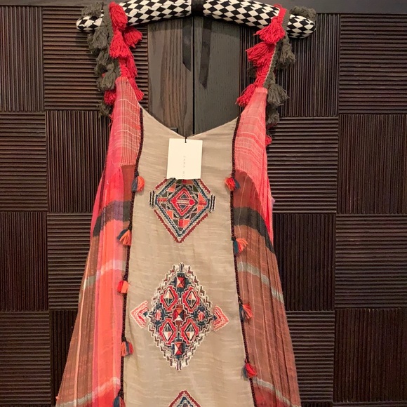 Zara embroidered boho maxi dress with tassels - Picture 3 of 8